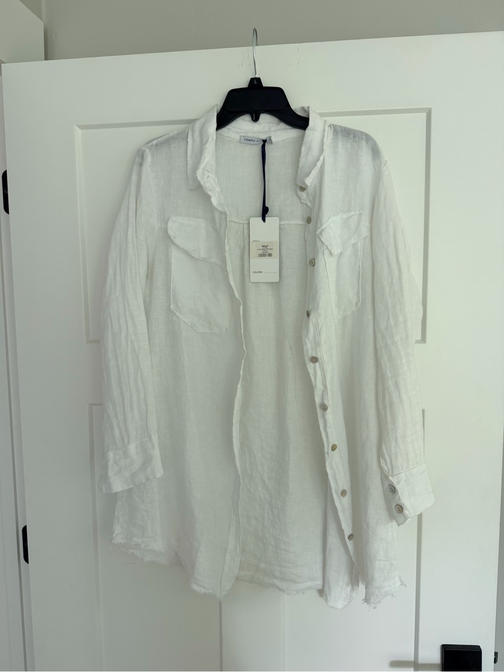 Mango White Linen-Blend Button-Front Shirt Jacket